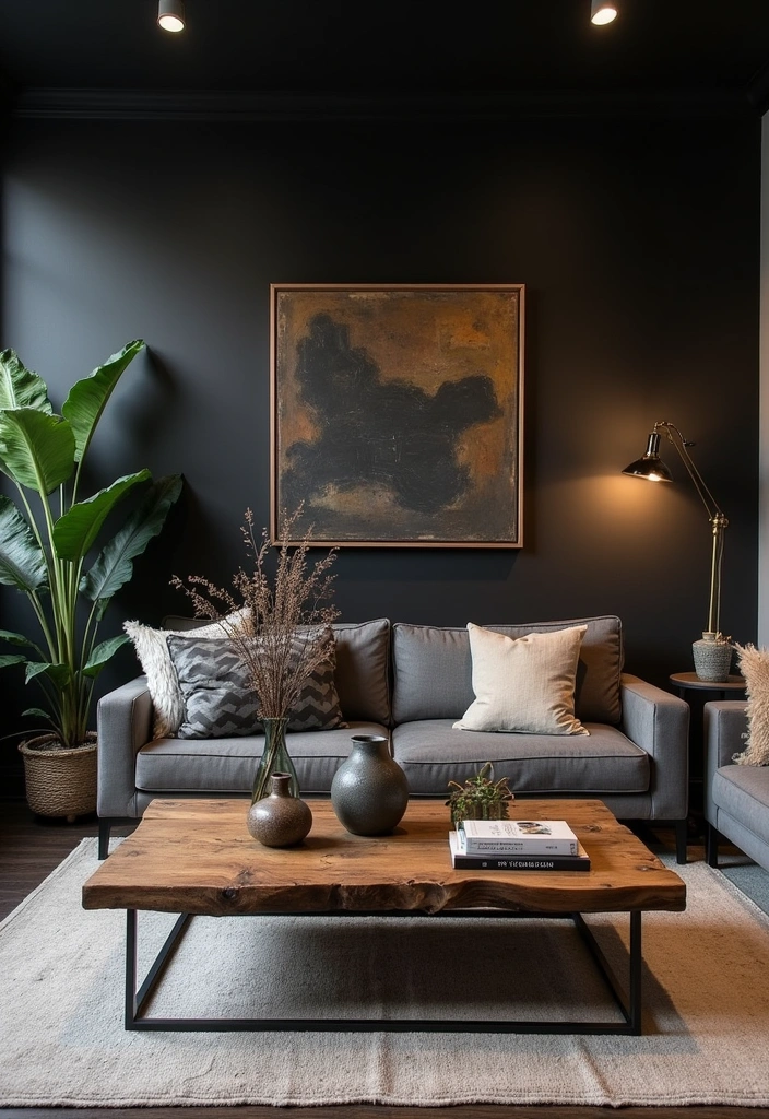 22 Dark Living Room Ideas to Embrace a Moody Atmosphere - 6. Industrial Elements