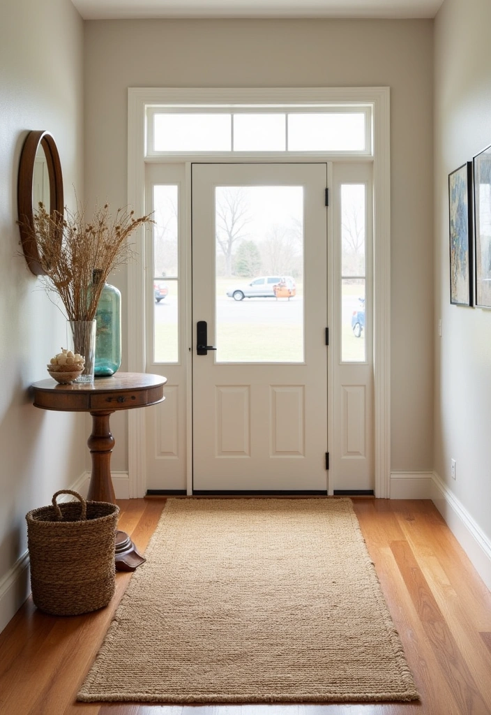 22 Earthy Entryway Design Ideas - 12. Natural Fiber Rugs