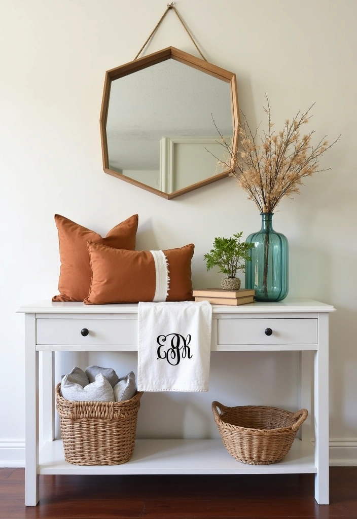 22 Earthy Entryway Design Ideas - 19. Customized Linens