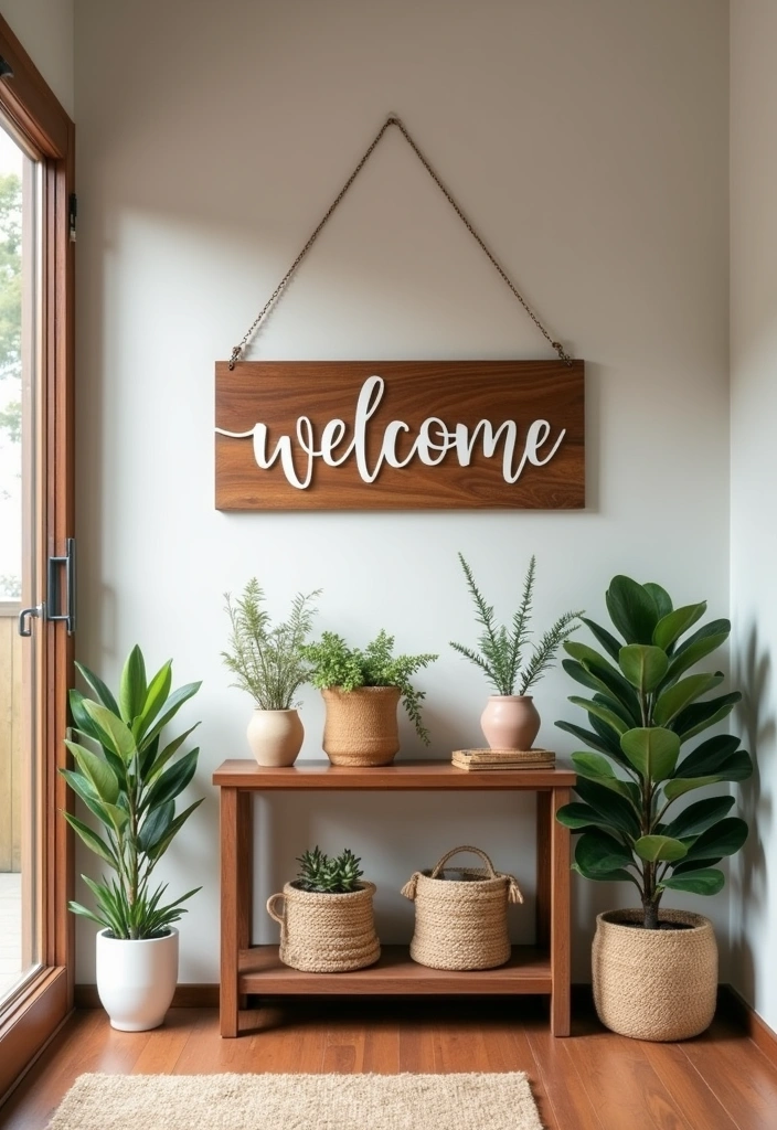 22 Earthy Entryway Design Ideas - 21. Warm Welcome Signs