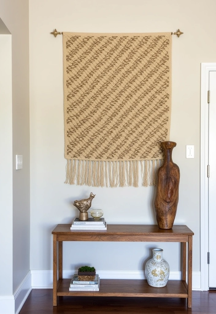 22 Earthy Entryway Design Ideas - 4. Textured Wall Art