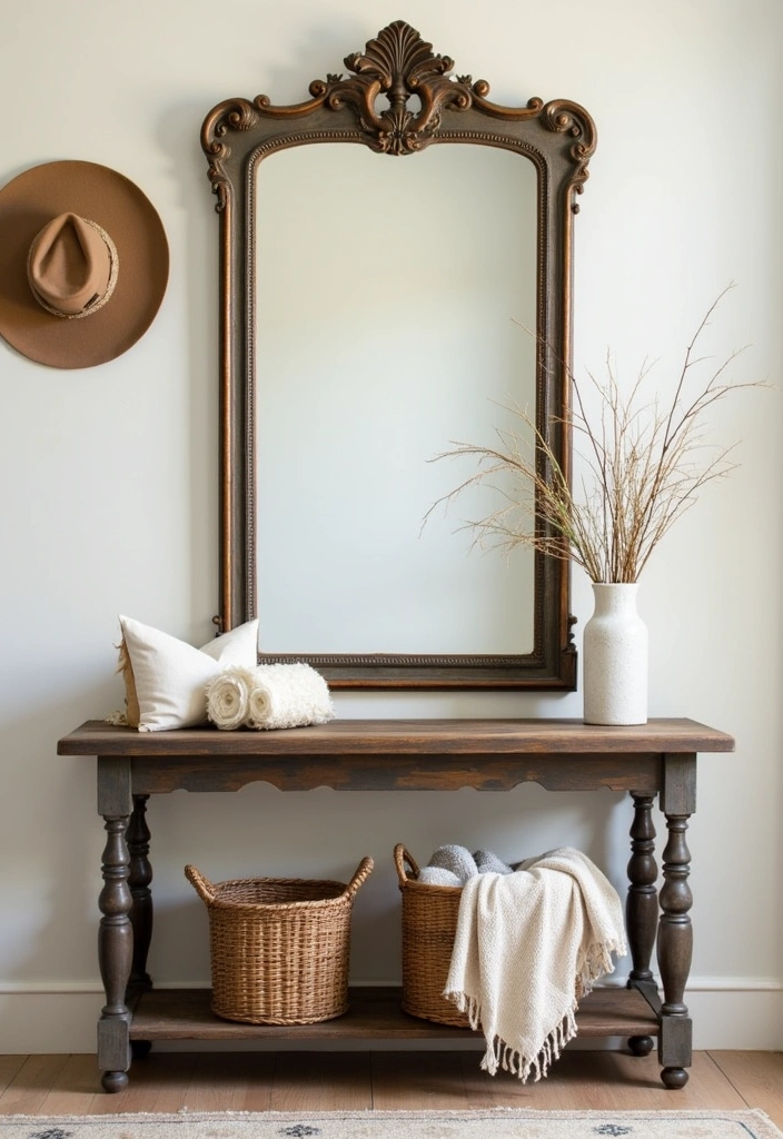 22 Earthy Entryway Design Ideas - 6. Vintage Accessories