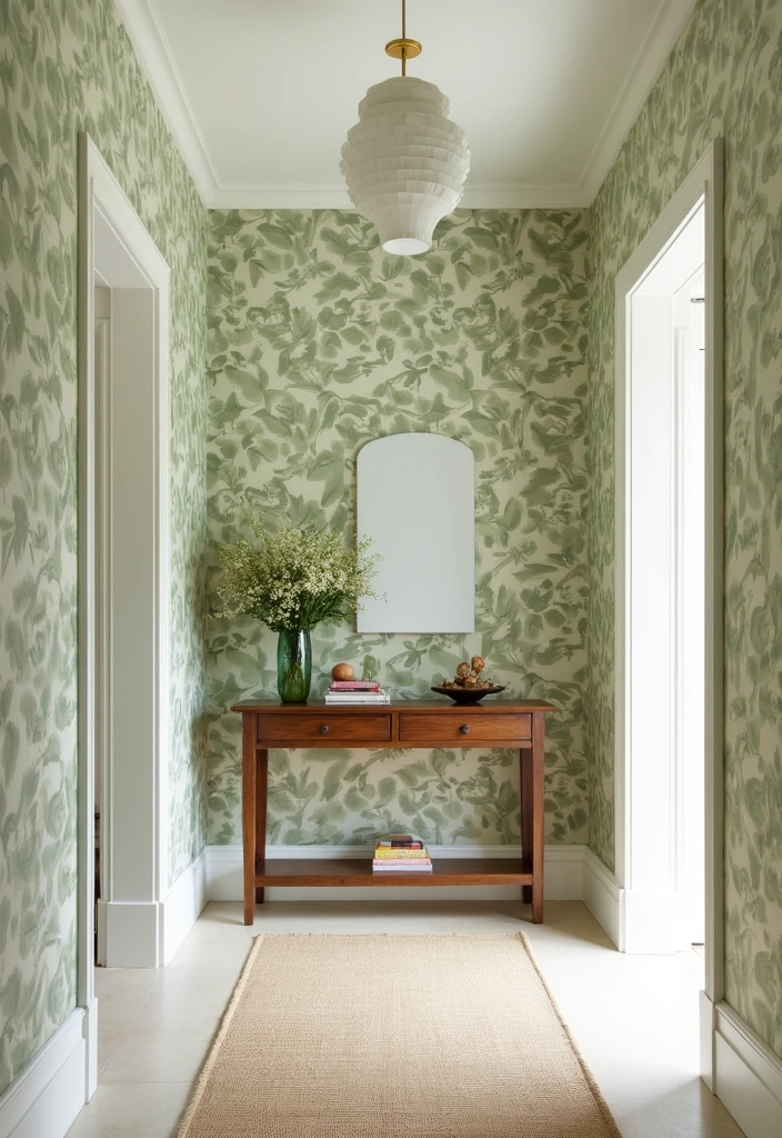 22 Earthy Entryway Design Ideas - 9. Earthy Wallpaper