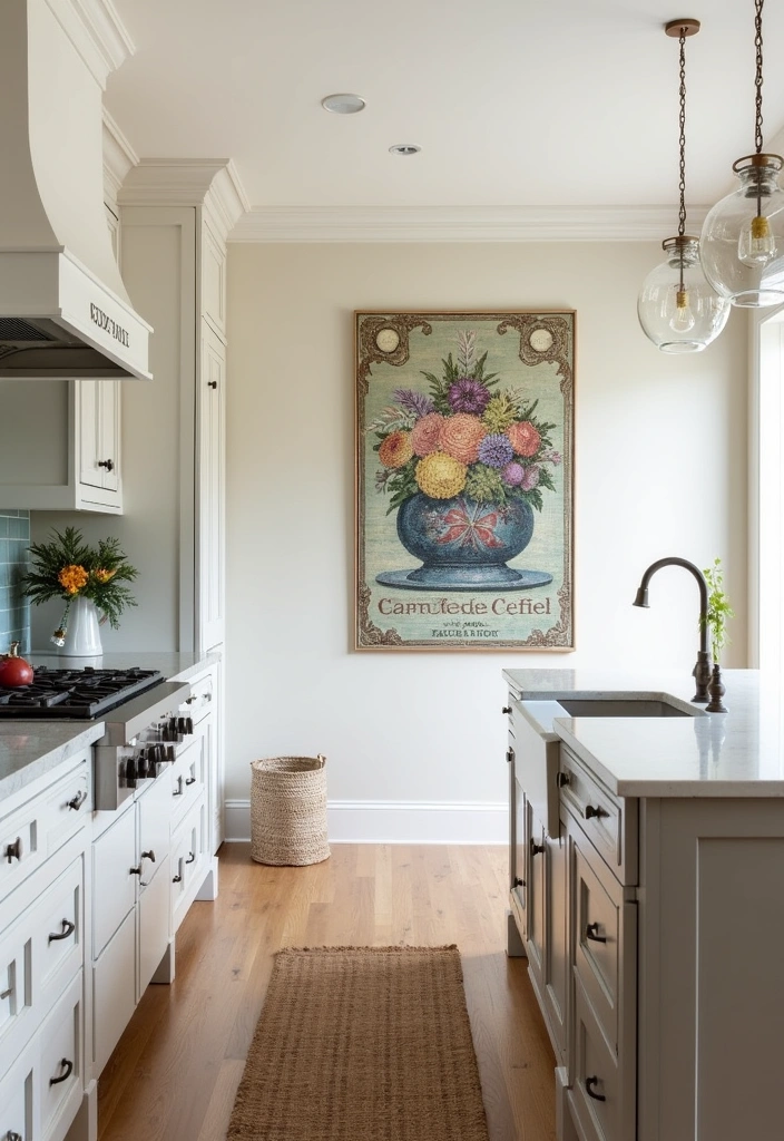 22 Farmhouse Kitchen Ideas to Inspire Your Cozy Space - 13. Statement Wall Art