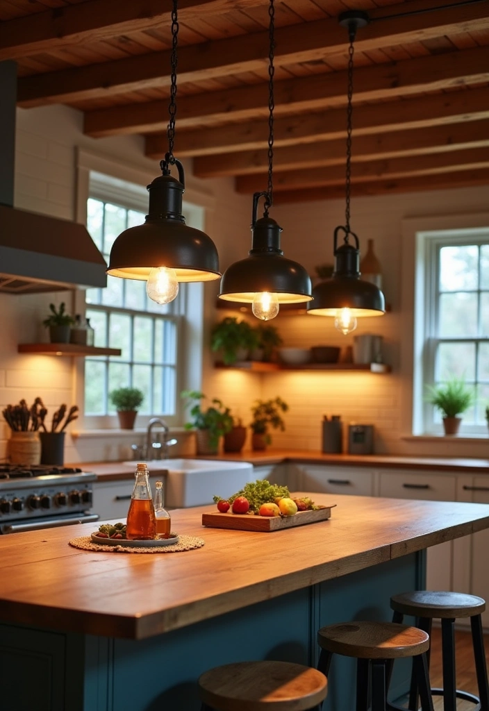 22 Farmhouse Kitchen Ideas to Inspire Your Cozy Space - 7. Farmhouse Lighting