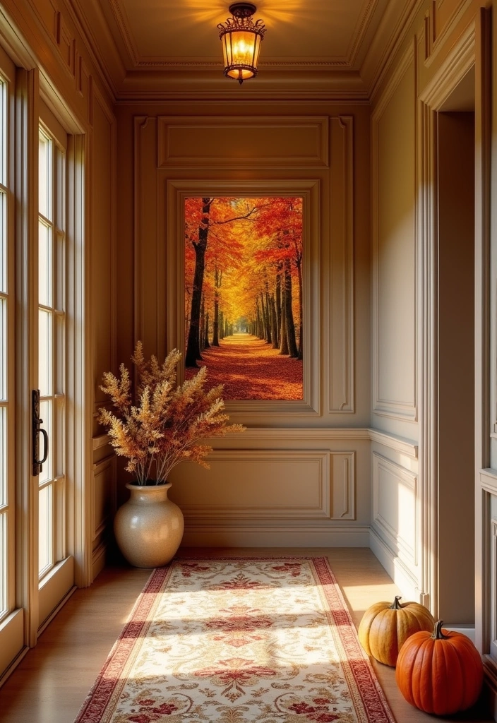 22 French Parisian Hallway Panelling Decor Ideas - 19. Seasonal Decor Integration