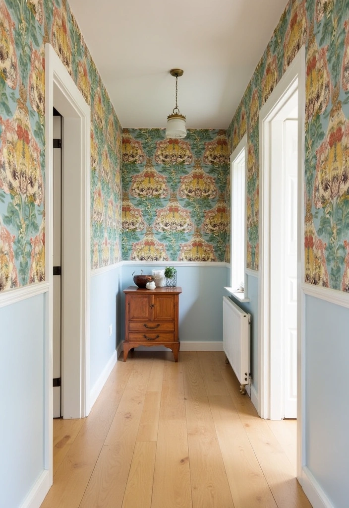 22 Hallway Panelling Ideas to Transform Your Space - 14. Vintage Wallpaper