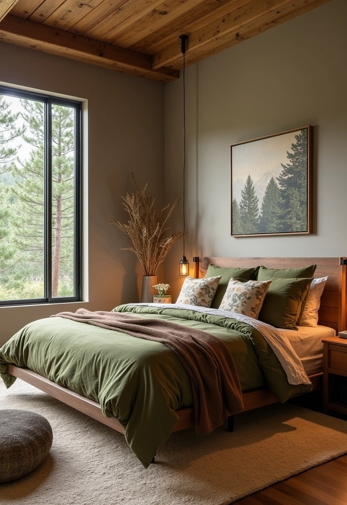 22 Majestic Modern Mountain Bedroom Ideas - 1. Earthy Color Palettes