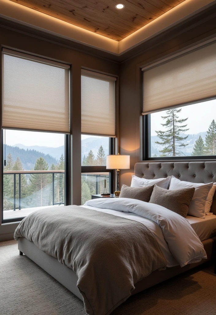 22 Majestic Modern Mountain Bedroom Ideas - 14. Smart Technology Integration