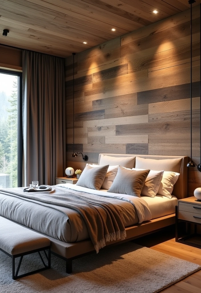 22 Majestic Modern Mountain Bedroom Ideas - 18. Textured Walls