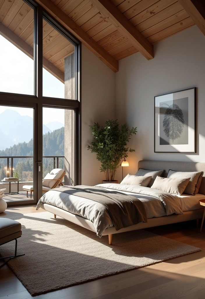 22 Majestic Modern Mountain Bedroom Ideas - 19. Open Concept Layout