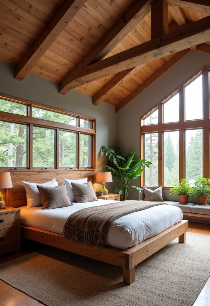 22 Majestic Modern Mountain Bedroom Ideas - 2. Natural Wood Accents
