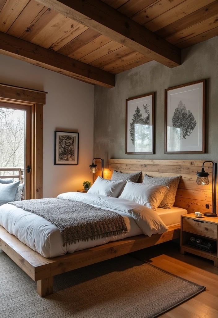 22 Majestic Modern Mountain Bedroom Ideas - 7. Rustic-Chic Furniture