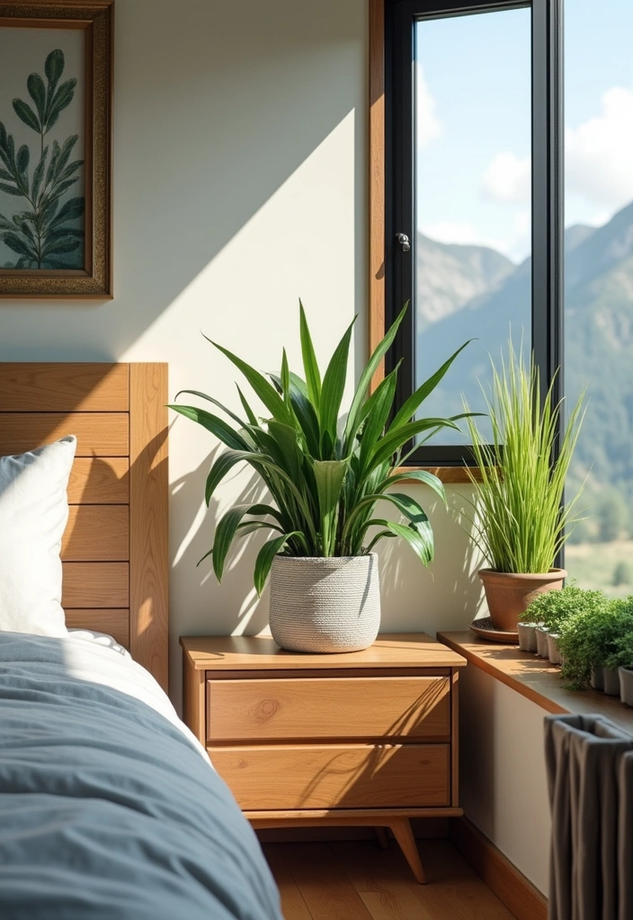 22 Majestic Modern Mountain Bedroom Ideas - 8. Indoor Plants for Freshness