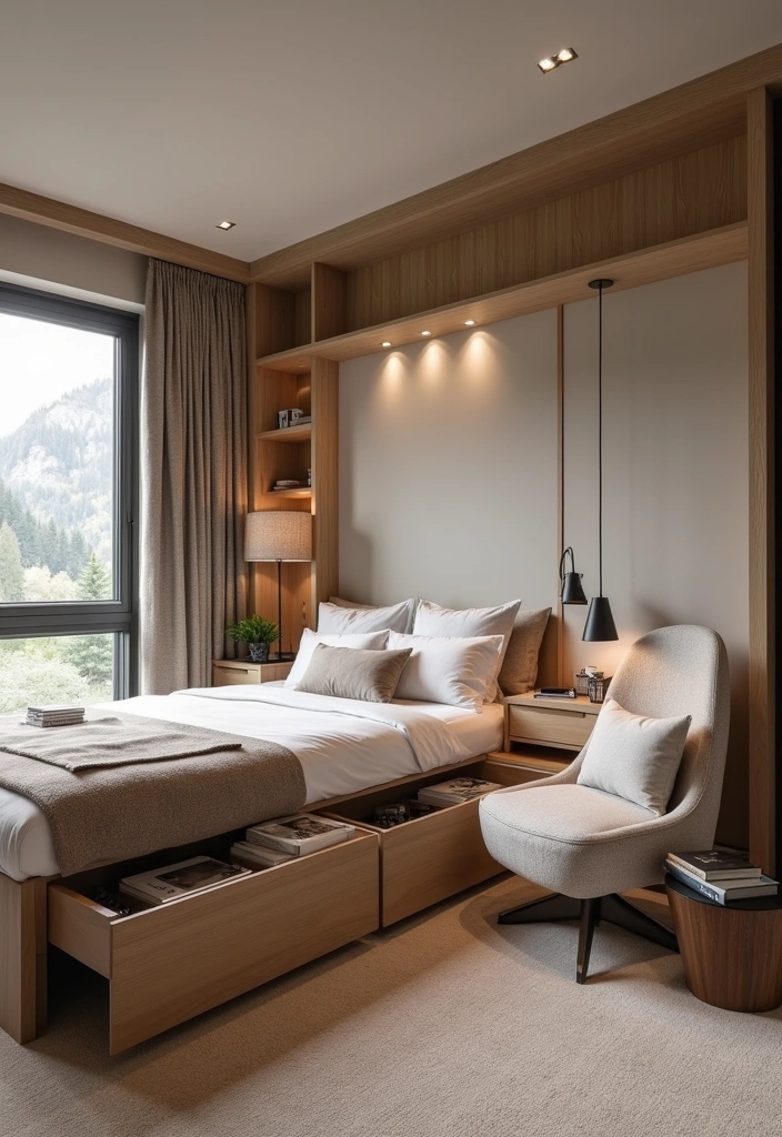 22 Majestic Modern Mountain Bedroom Ideas - 9. Multi-Functional Spaces