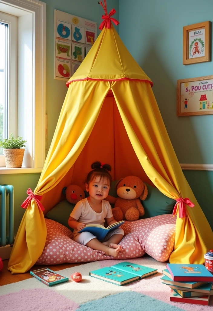 22 Perfect Cozy Reading Nook Ideas - 12. Playful Kids’ Reading Nook