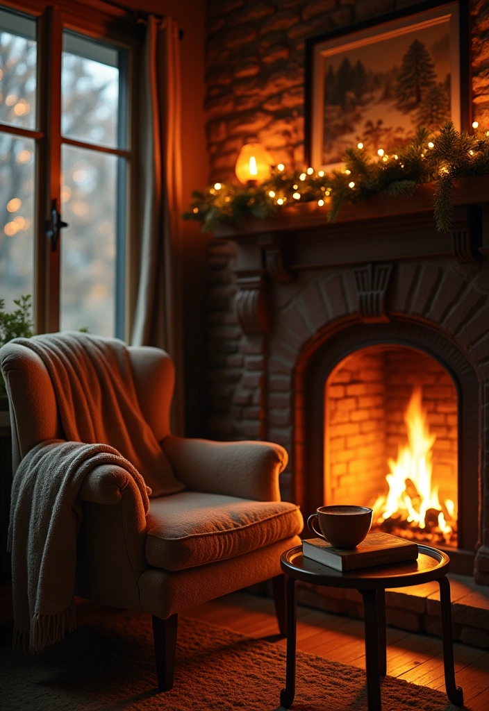 22 Perfect Cozy Reading Nook Ideas - 14. Cozy Fireplace Corner