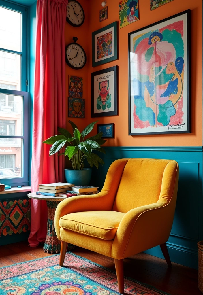 22 Perfect Cozy Reading Nook Ideas - 20. Colorful Urban Escape