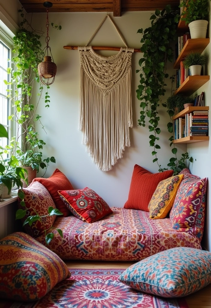 22 Perfect Cozy Reading Nook Ideas - 4. Bohemian Chic Retreat