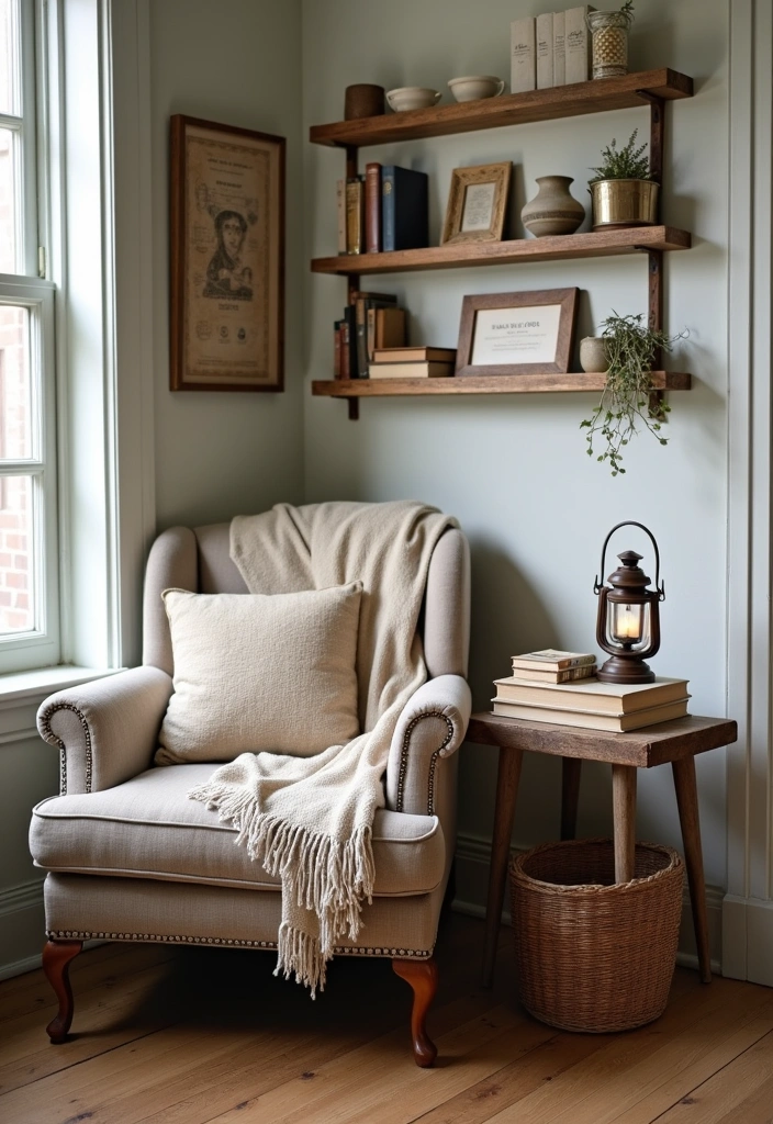 22 Perfect Cozy Reading Nook Ideas - 5. Rustic Farmhouse Charm