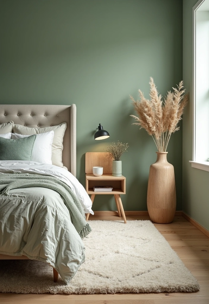 22 Sage Green Bedroom Ideas: Embrace Calming Elegance - 14. Soft Rugs for Comfort