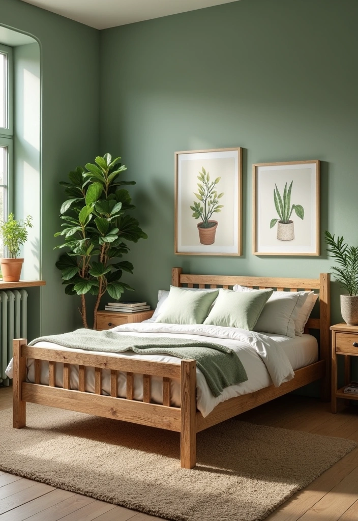 22 Sage Green Bedroom Ideas: Embrace Calming Elegance - 3. Nature-Inspired Decor