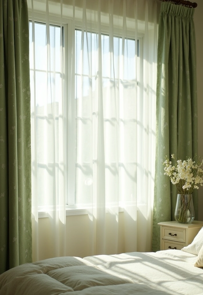 22 Sage Green Bedroom Ideas: Embrace Calming Elegance - 5. Stylish Window Treatments