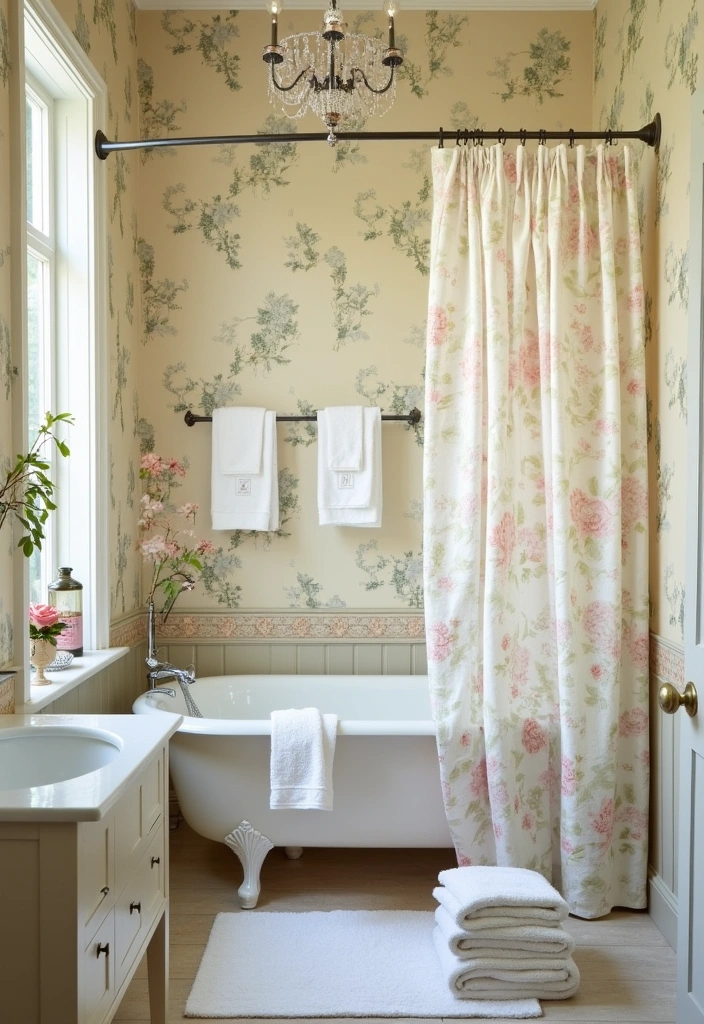 22 Victorian Bathroom Design Ideas - 13. Floral Patterns