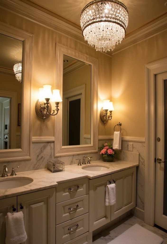 23 Art Deco Bathroom Ideas - 3. Vintage Lighting Fixtures