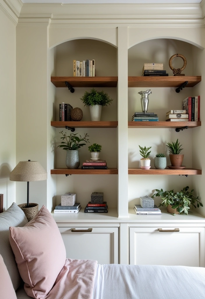 23 Beautiful Spanish Revival Bedroom Ideas - 11. Built-In Shelving