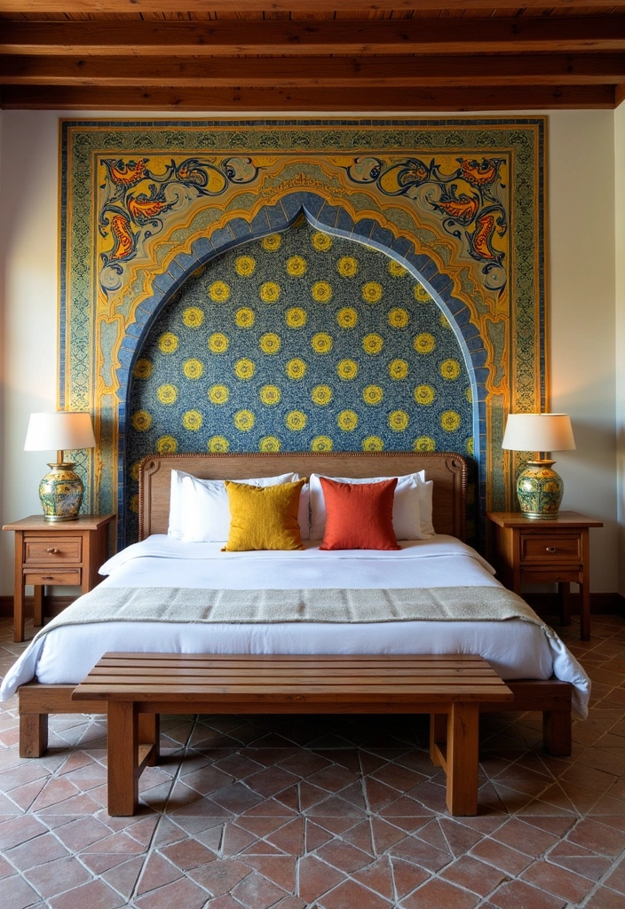 23 Beautiful Spanish Revival Bedroom Ideas - 2. Intricate Tile Work