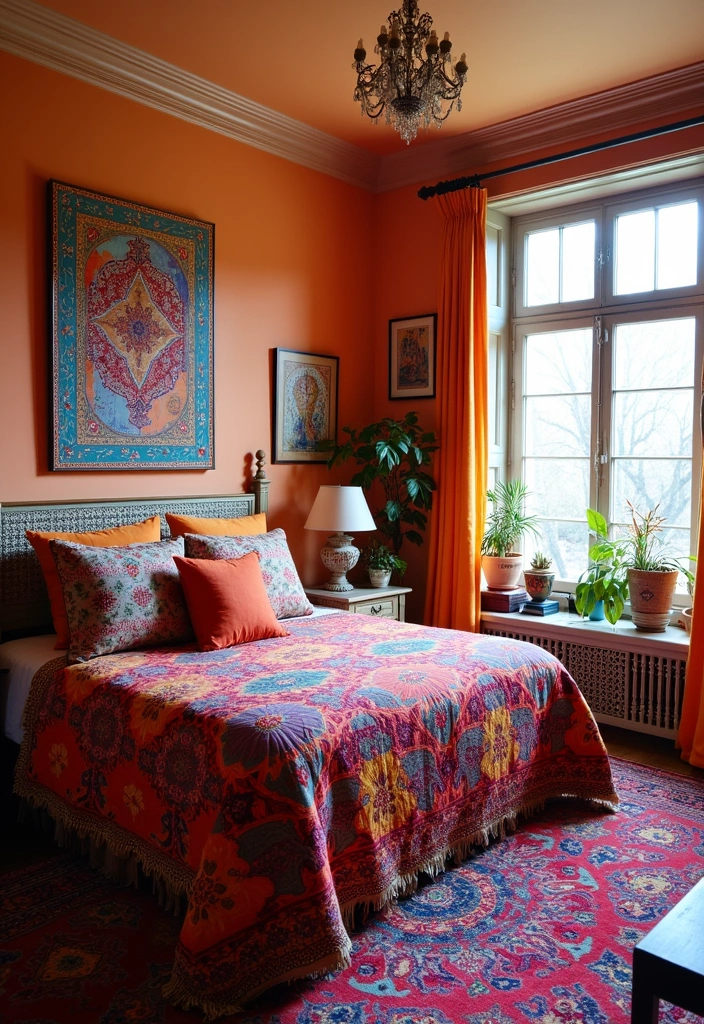 23 Beautiful Spanish Revival Bedroom Ideas - 5. Vibrant Textiles