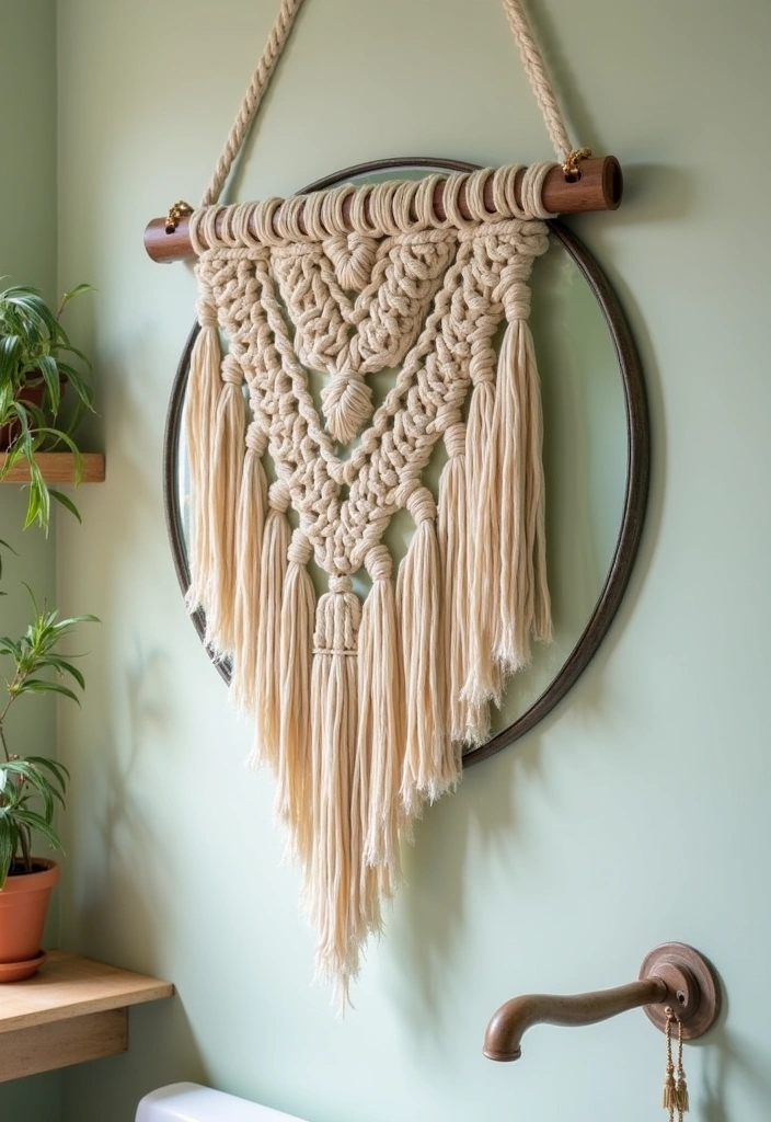 23 Boho Bathroom Decor Ideas - 1. Macramé Wall Hangings