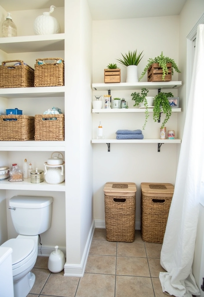 23 Boho Bathroom Decor Ideas - 10. Unique Storage Solutions