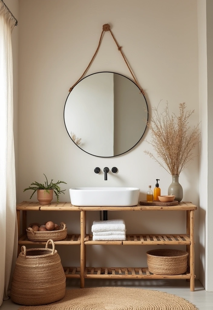 23 Boho Bathroom Decor Ideas - 14. Natural Materials