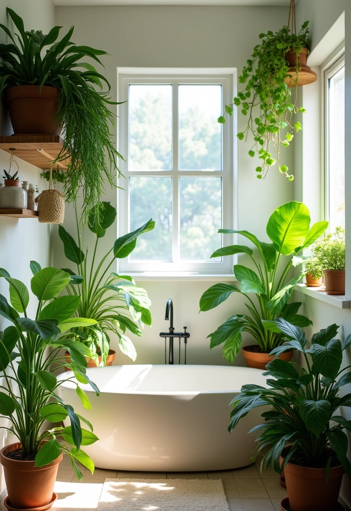 23 Boho Bathroom Decor Ideas - 4. Indoor Plants