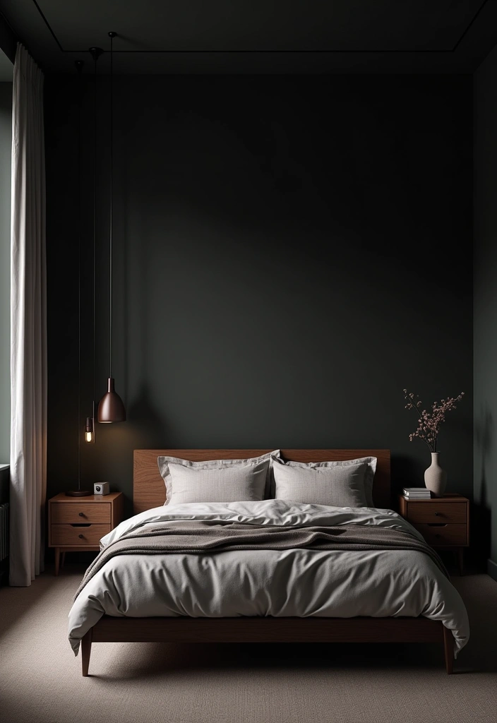 23 Dark Bedroom Ideas: Embrace Cozy, Stylish, and Moody Decor - 14. Minimalist Decor