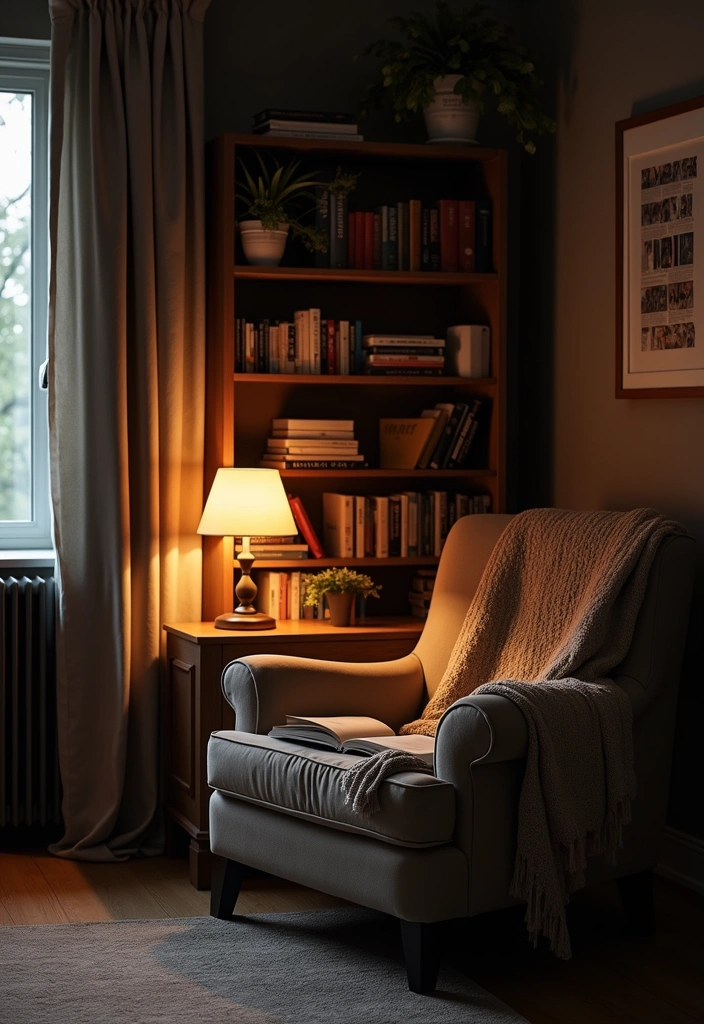 23 Dark Bedroom Ideas: Embrace Cozy, Stylish, and Moody Decor - 8. Cozy Reading Nook