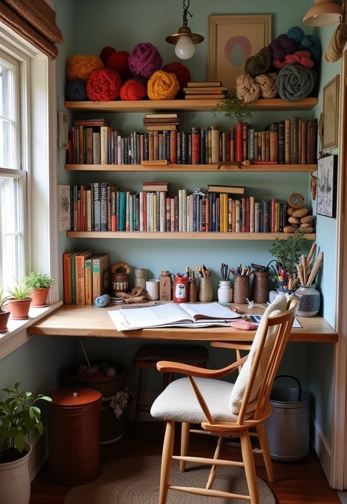 23 English Country Reading Nook Ideas - 14. Artisanal Craft Nook