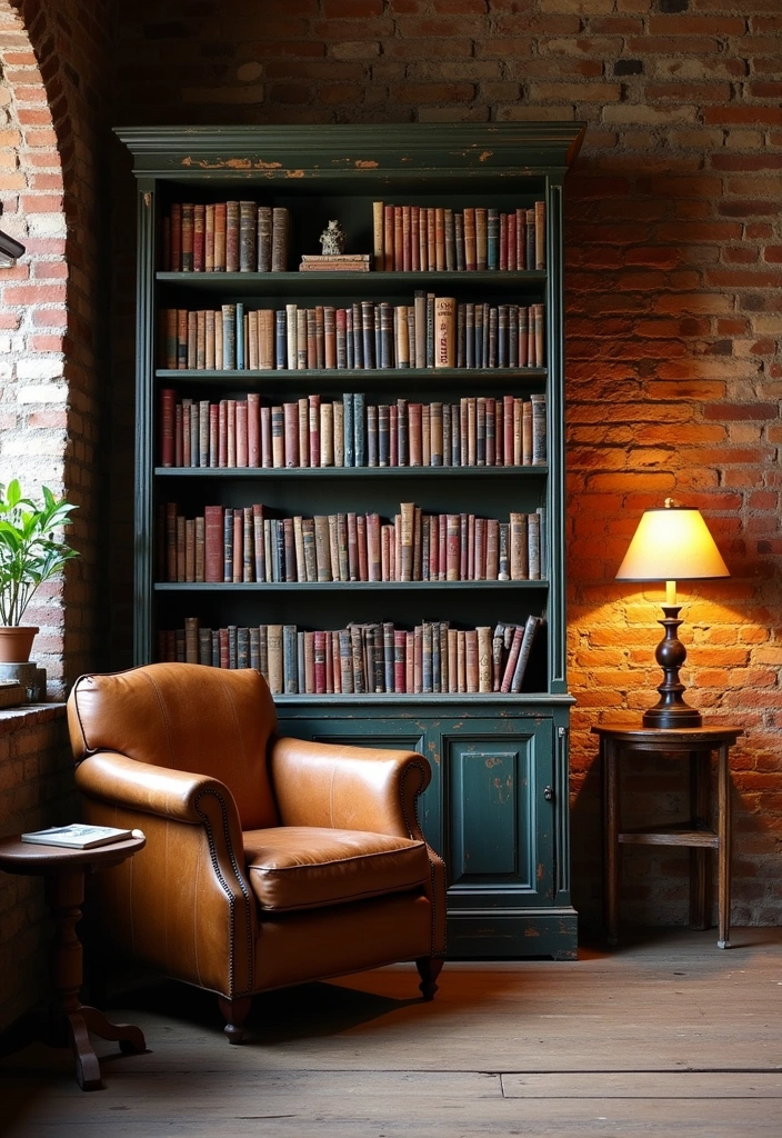 23 English Country Reading Nook Ideas - 3. Rustic Bookcase Nook