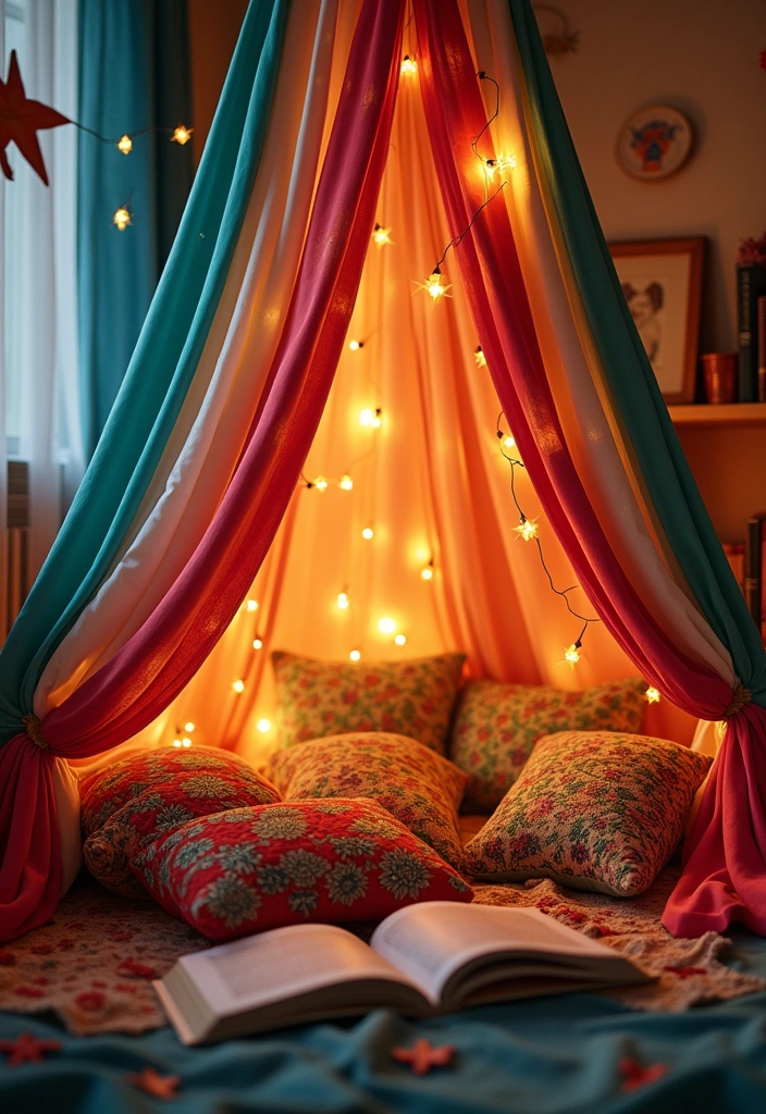 23 English Country Reading Nook Ideas - 9. Whimsical Reading Tent