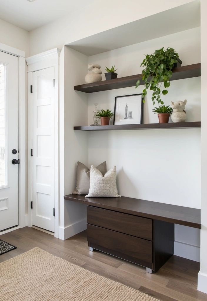 23 Sleek and Stylish Modern Dark Entryway Ideas - 11. Custom Built-Ins