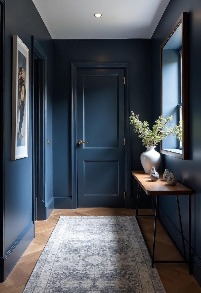 23 Sleek and Stylish Modern Dark Entryway Ideas - 5. Monochromatic Color Schemes