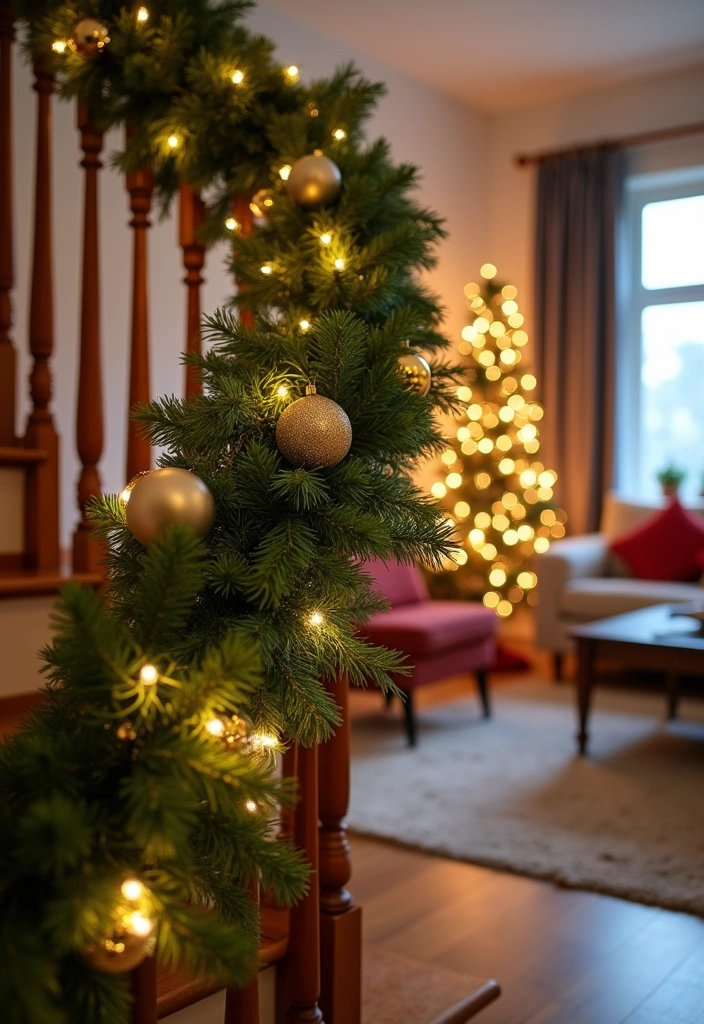 23 Stunning Christmas Garland Staircase Ideas - 1. Classic Pine Garland