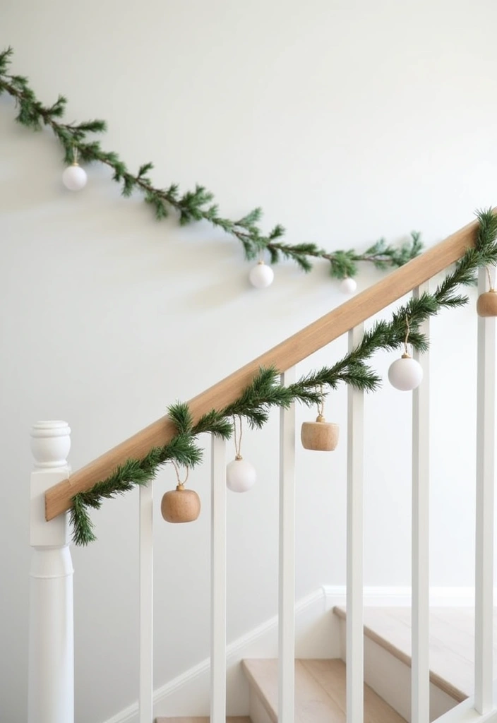 23 Stunning Christmas Garland Staircase Ideas - 13. Minimalist Scandinavian Style