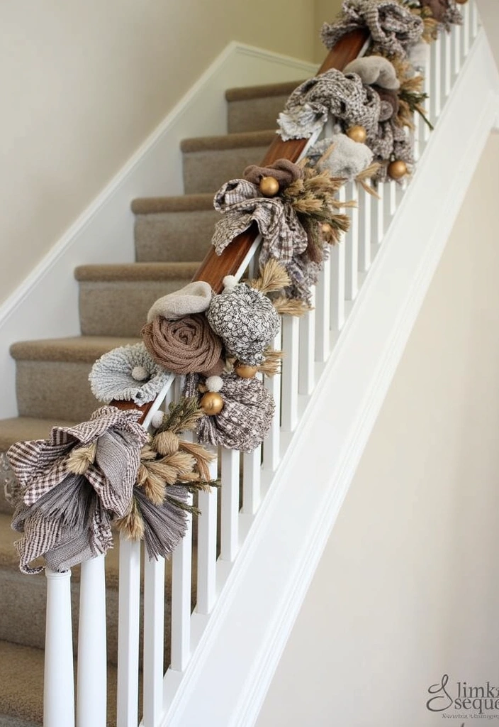 23 Stunning Christmas Garland Staircase Ideas - 14. Mixed Media Garland