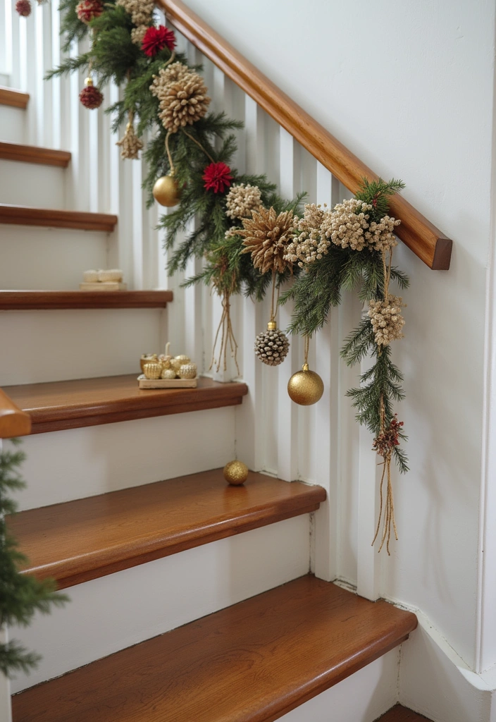 23 Stunning Christmas Garland Staircase Ideas - 16. Eco-Friendly Decor