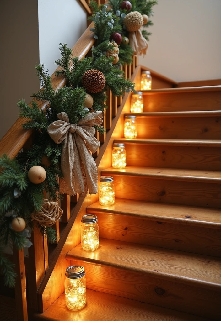 23 Stunning Christmas Garland Staircase Ideas - 4. Rustic Farmhouse Style