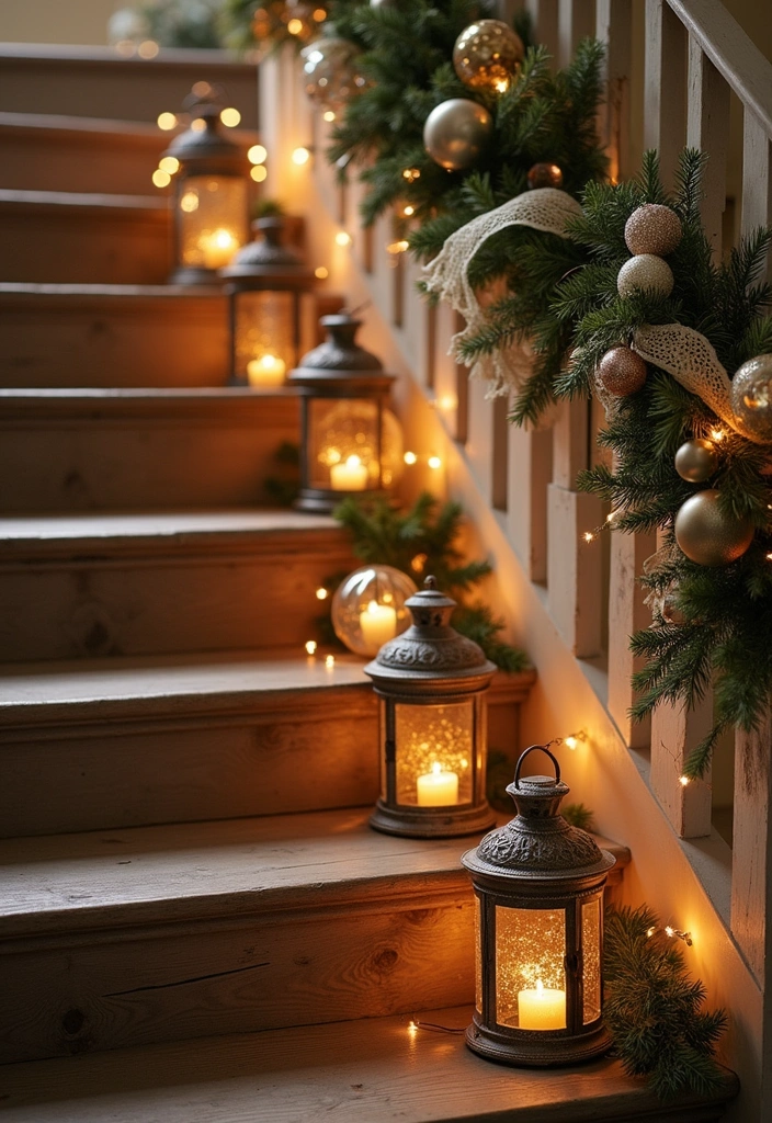 23 Stunning Christmas Garland Staircase Ideas - 7. Vintage Charm