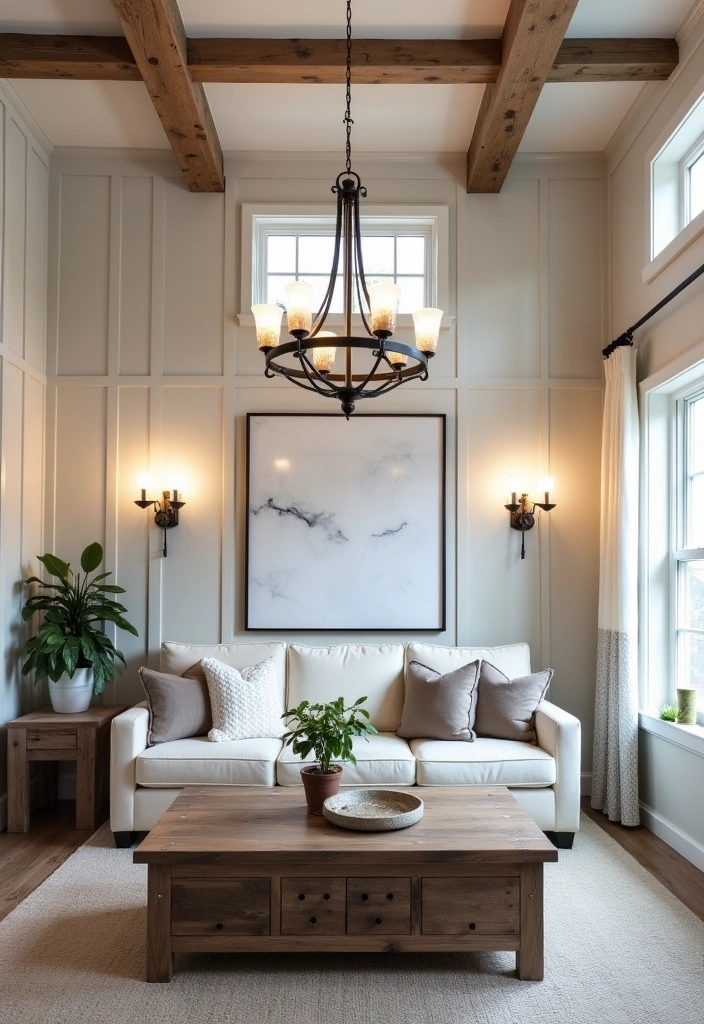 23 Stunning Modern Farmhouse Living Room Ideas - 2. Statement Lighting Fixtures